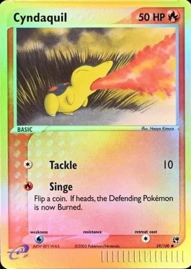 Reverse Holo Cyndaquil 59/100, Sandstorm Pokémon card