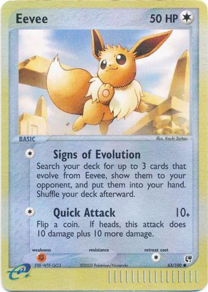Reverse Holo Eevee 63/100, Sandstorm Pokémon card