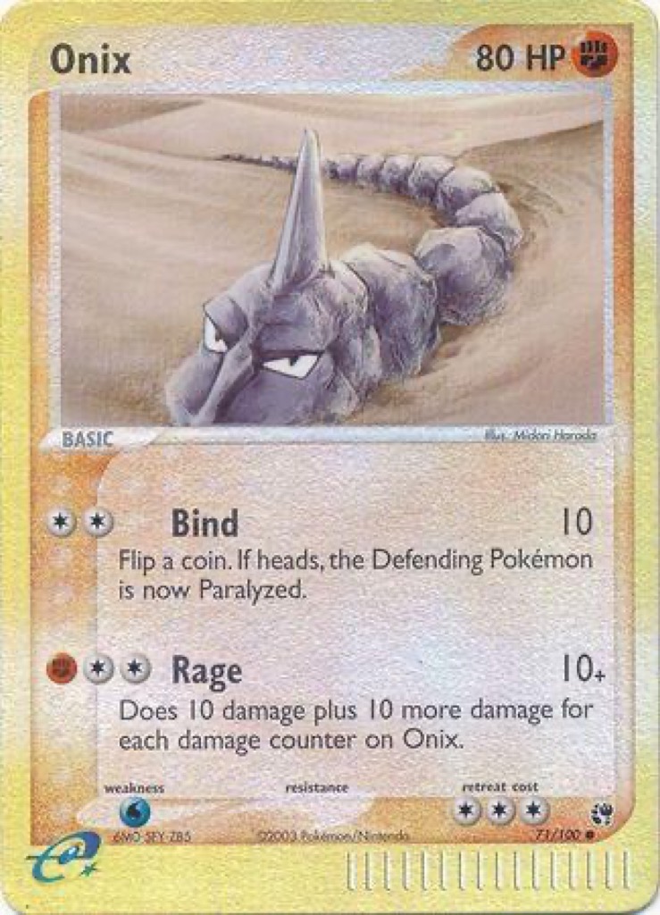 Reverse Holo Onix 71/100, Sandstorm Pokémon card