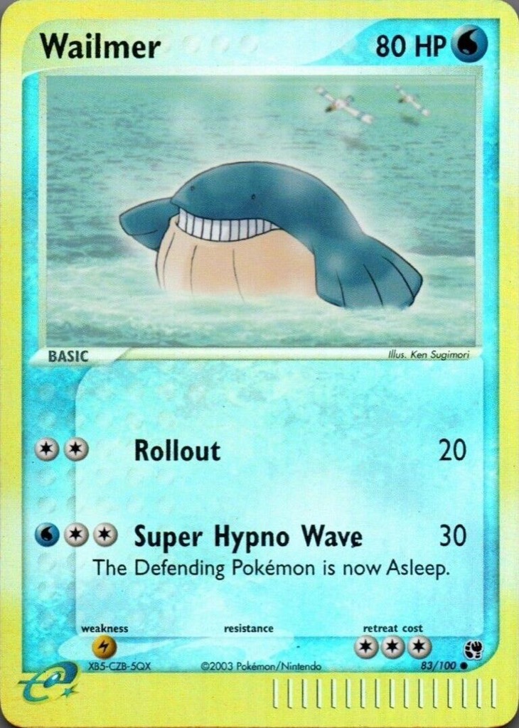 Reverse Holo Wailmer 83/100, Sandstorm Pokémon card
