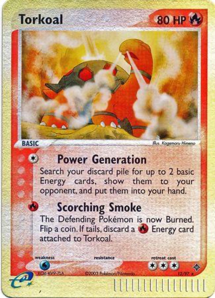 Reverse Holo Torkoal 12/97, Dragon Pokémon card