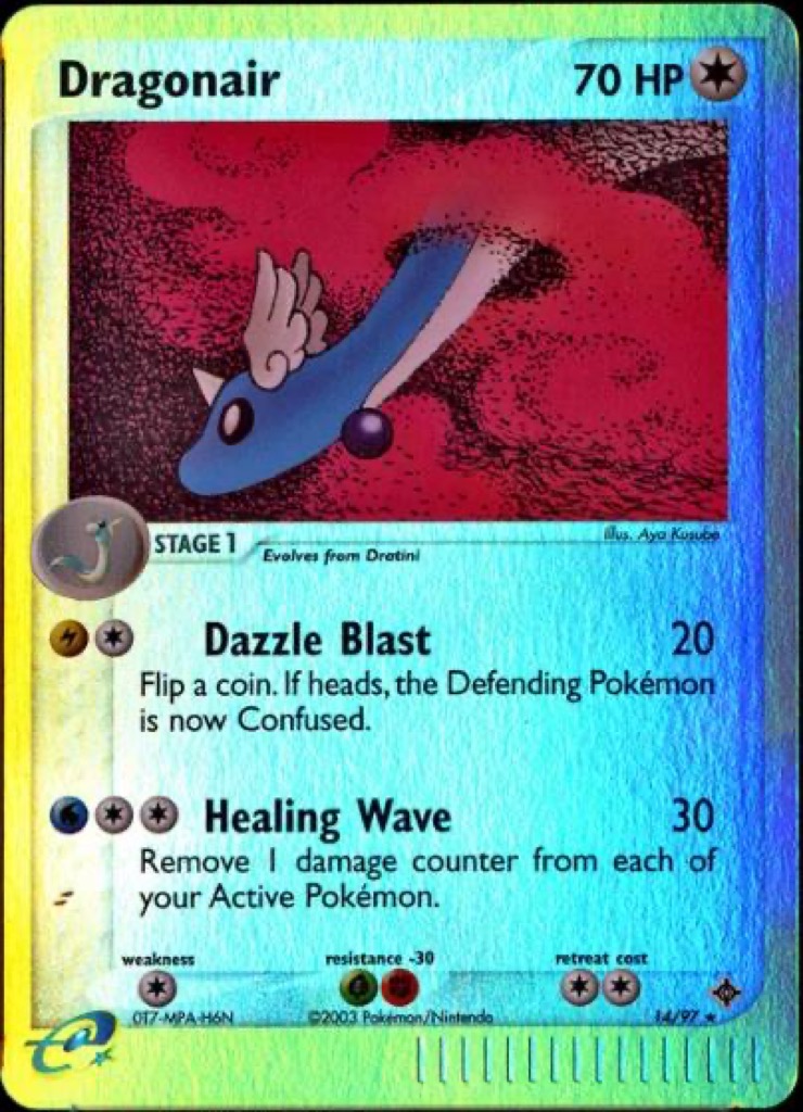 Reverse Holo Dragonair 14/97, Dragon Pokémon card