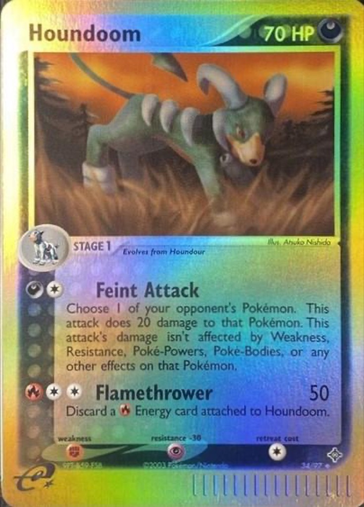 Reverse Holo Houndoom 34/97, Dragon Pokémon card