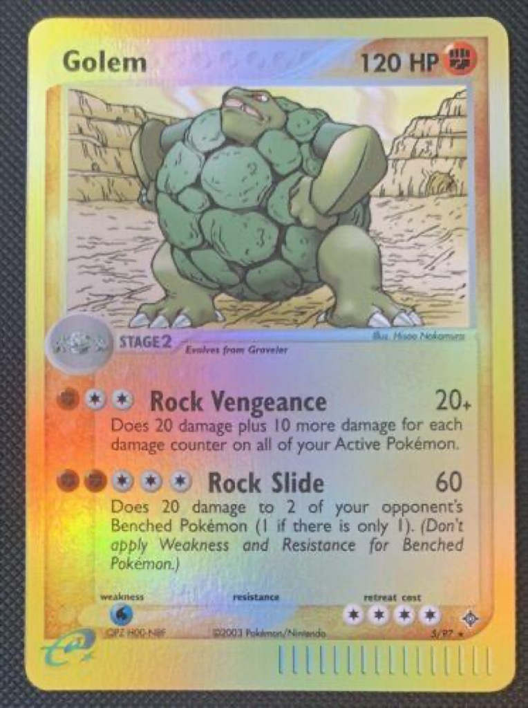 Reverse Holo Golem 5/97, Dragon Pokémon card