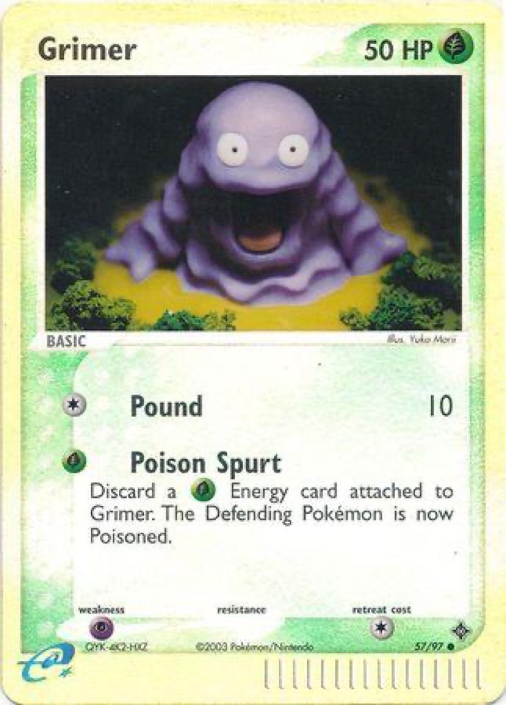 Reverse Holo Grimer 57/97, Dragon Pokémon card