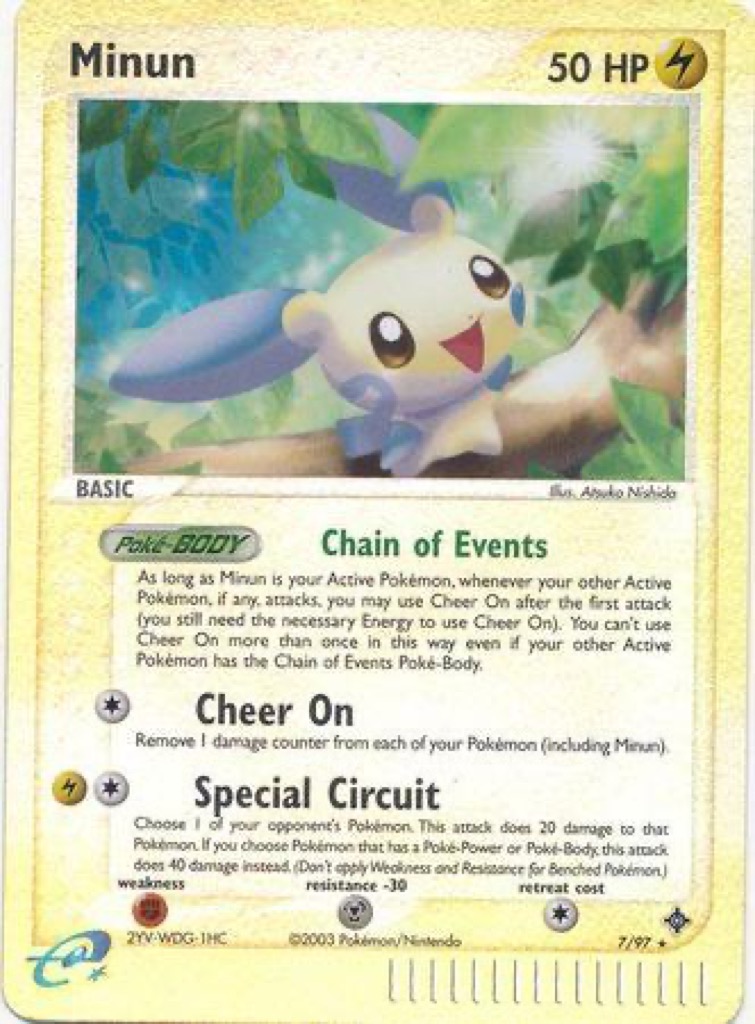 Reverse Holo Minun 7/97, Dragon Pokémon card