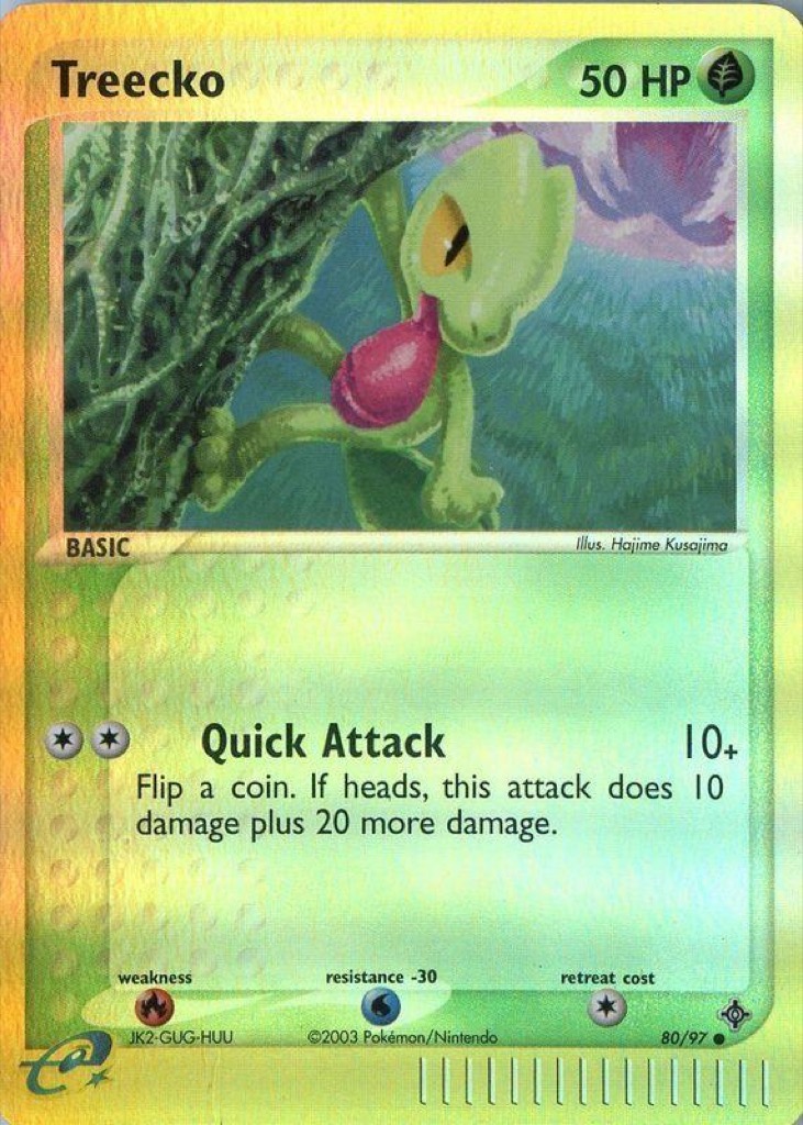 Reverse Holo Treecko 80/97, Dragon Pokémon card