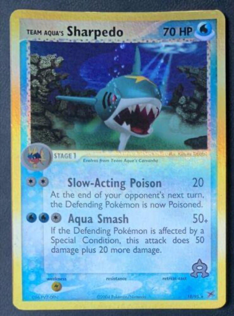 Reverse Holo Team Aqua's Sharpedo 18/95, Team Magma vs Team Aqua Pokémon card