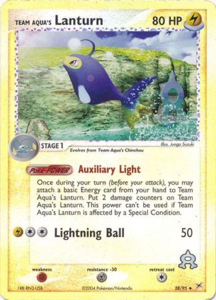 Reverse Holo Team Aqua's Lanturn 28/95, Team Magma vs Team Aqua Pokémon card