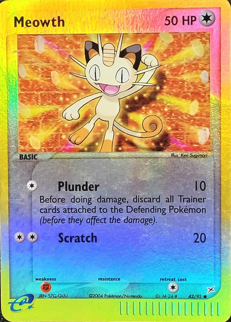 Reverse Holo Meowth 42/95, Team Magma vs Team Aqua Pokémon card