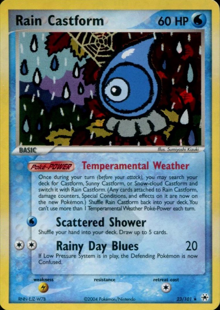 Reverse Holo Rain Castform 23/101, Hidden Legends Pokémon card