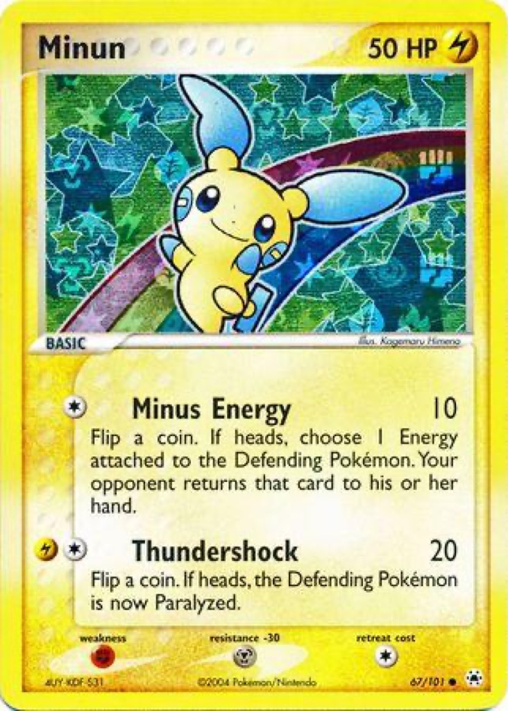 Reverse Holo Minun 67/101, Hidden Legends Pokémon card