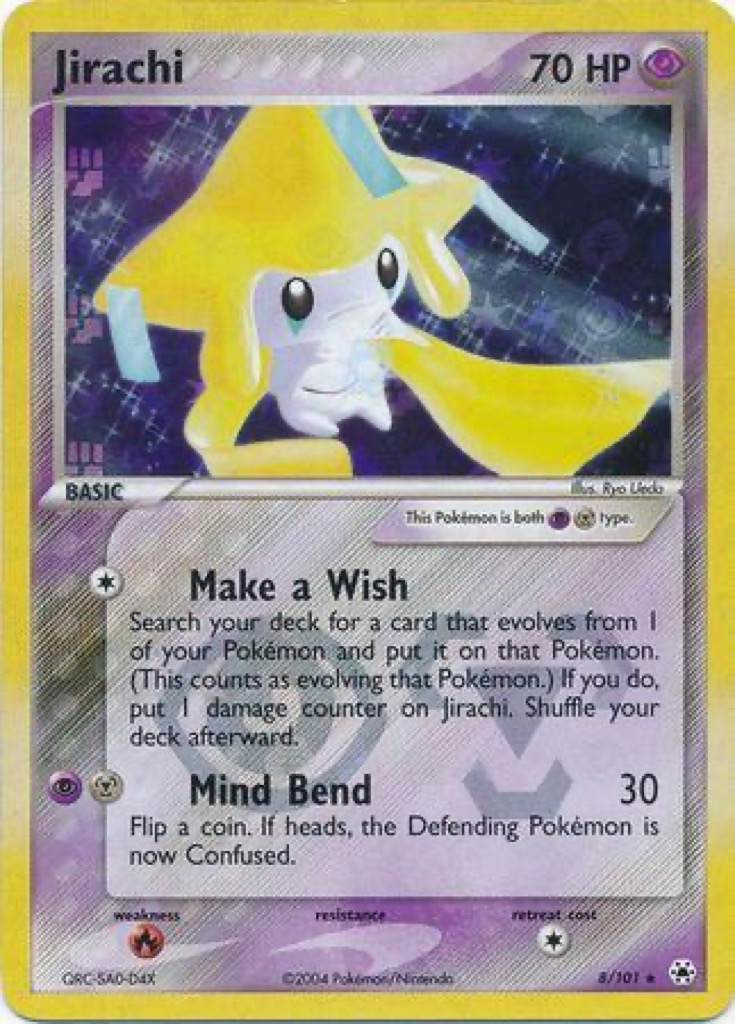 Reverse Holo Jirachi 8/101, Hidden Legends Pokémon card