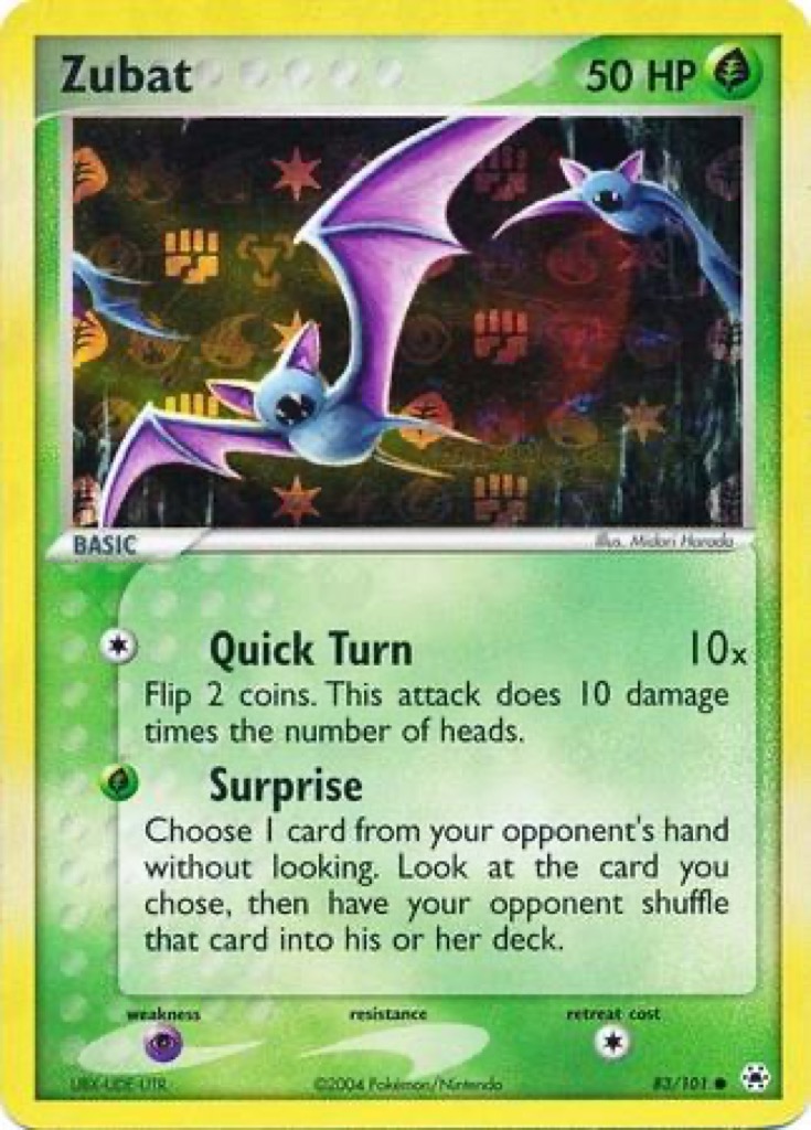 Reverse Holo Zubat 83/101, Hidden Legends Pokémon card