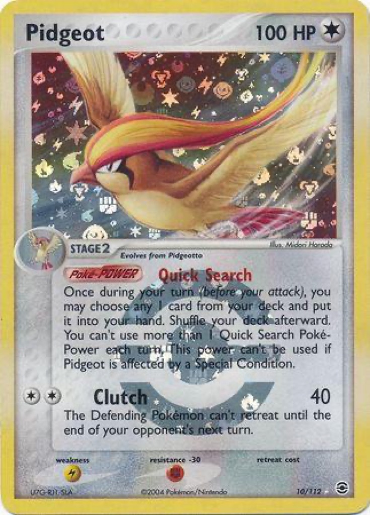 Reverse Holo Pidgeot 10/112, FireRed & LeafGreen Pokémon card