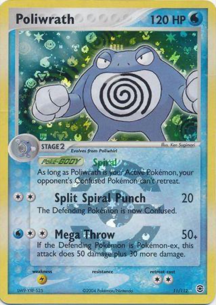 Reverse Holo Poliwrath 11/112, FireRed & LeafGreen Pokémon card