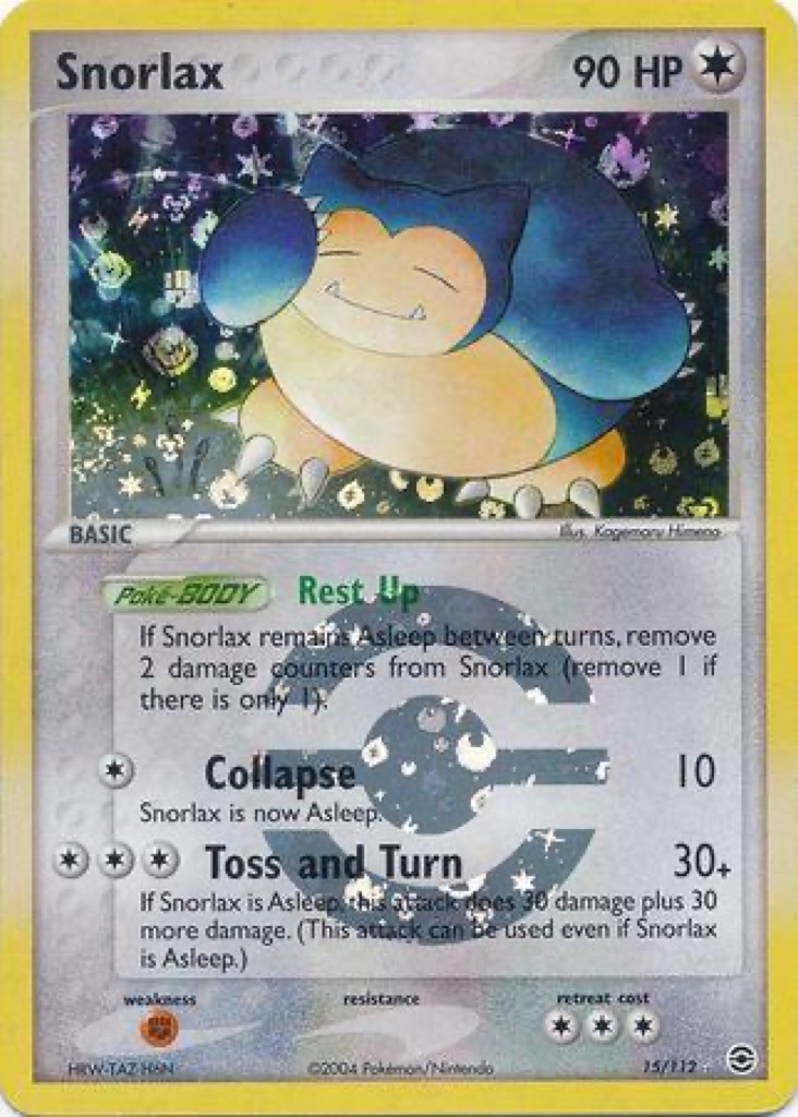 Reverse Holo Snorlax 15/112, FireRed & LeafGreen Pokémon card