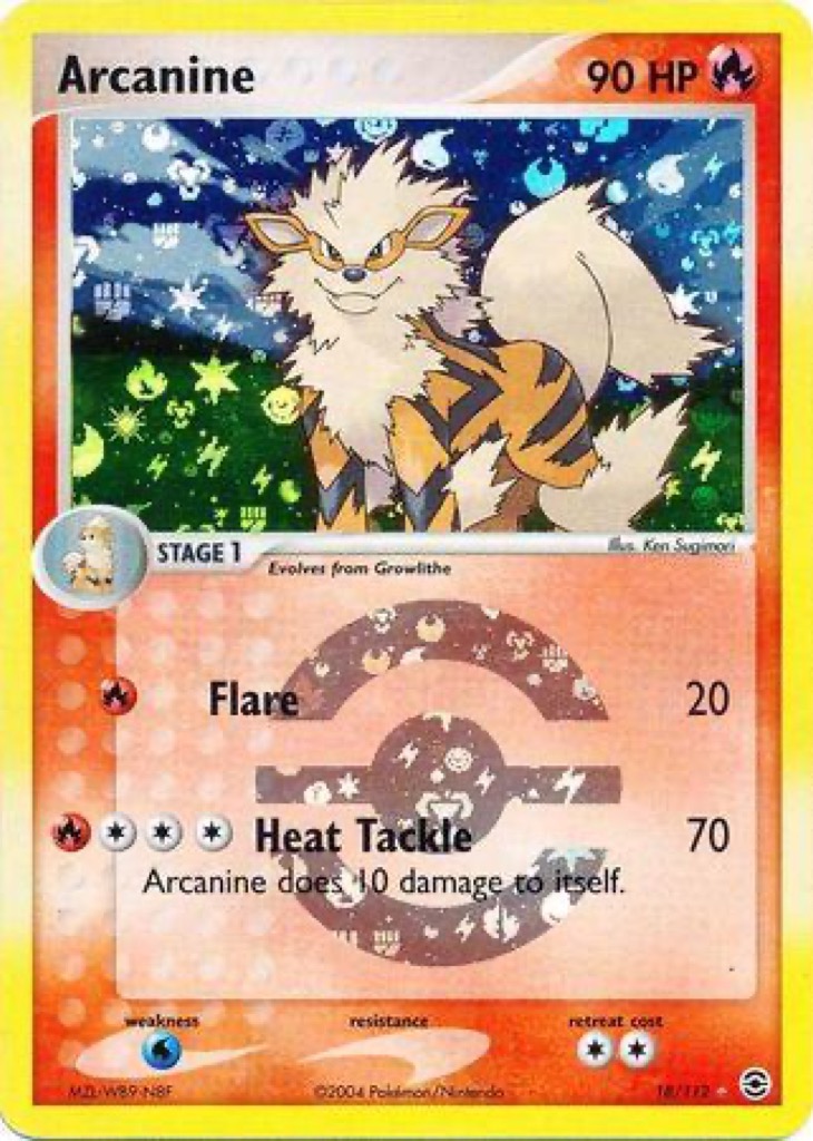 Reverse Holo Arcanine 18/112, FireRed & LeafGreen Pokémon card
