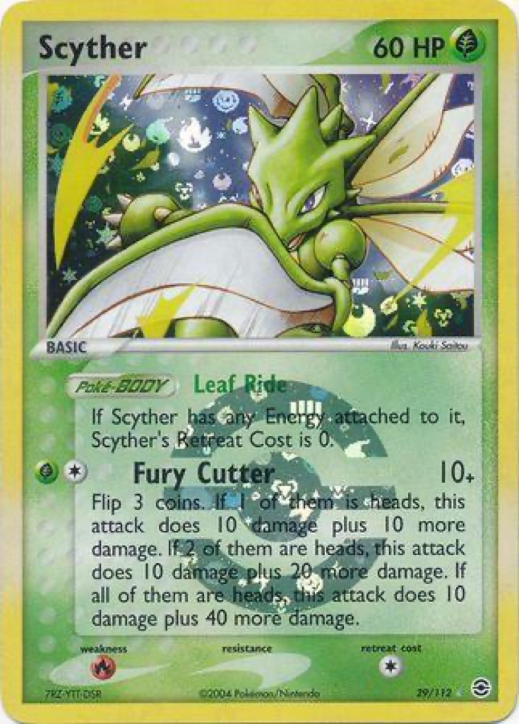 Reverse Holo Scyther 29/112, FireRed & LeafGreen Pokémon card