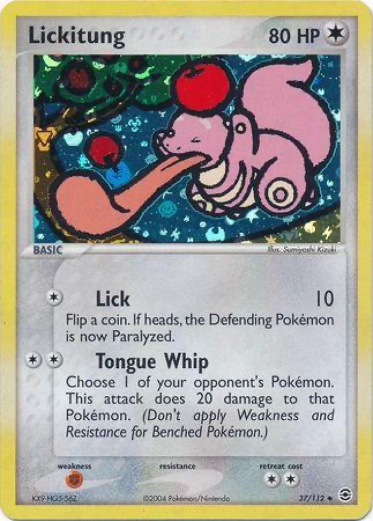 Reverse Holo Lickitung 37/112, FireRed & LeafGreen Pokémon card