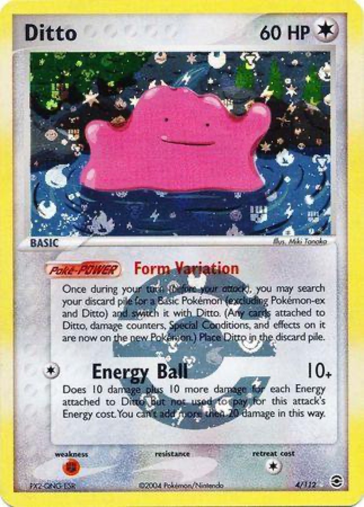 Reverse Holo Ditto 4/112, FireRed & LeafGreen Pokémon card