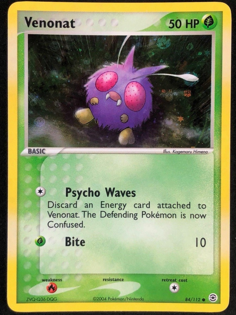 Reverse Holo Venonat 84/112, FireRed & LeafGreen Pokémon card