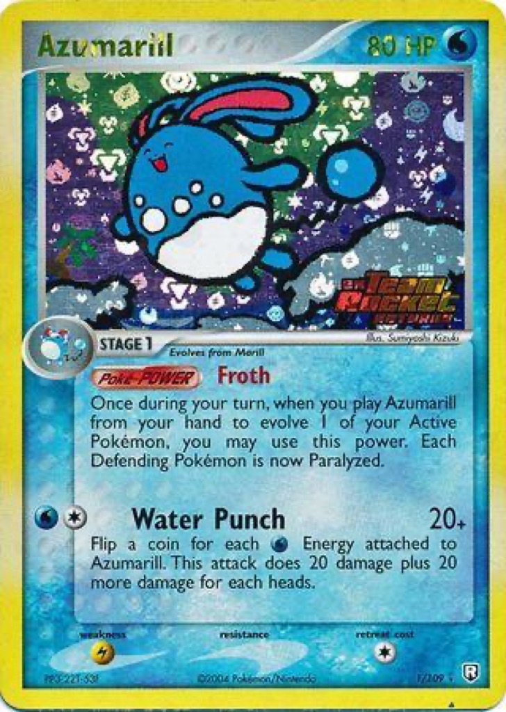 Reverse Holo Azumarill 1/109, Team Rocket Returns Pokémon card