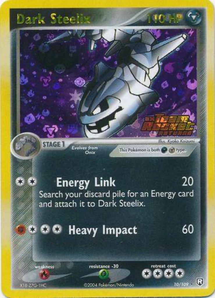 Reverse Holo Dark Steelix 10/109, Team Rocket Returns Pokémon card