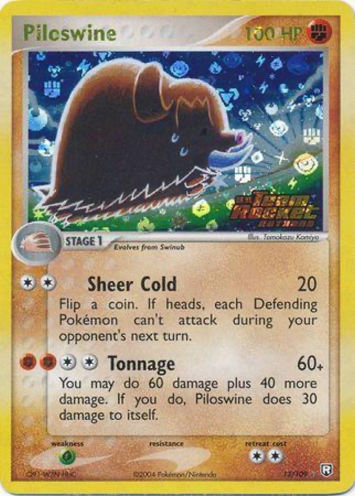 Reverse Holo Piloswine 13/109, Team Rocket Returns Pokémon card