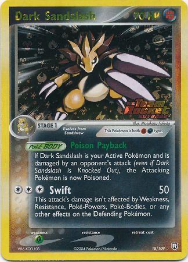 Reverse Holo Dark Sandslash 18/109, Team Rocket Returns Pokémon card