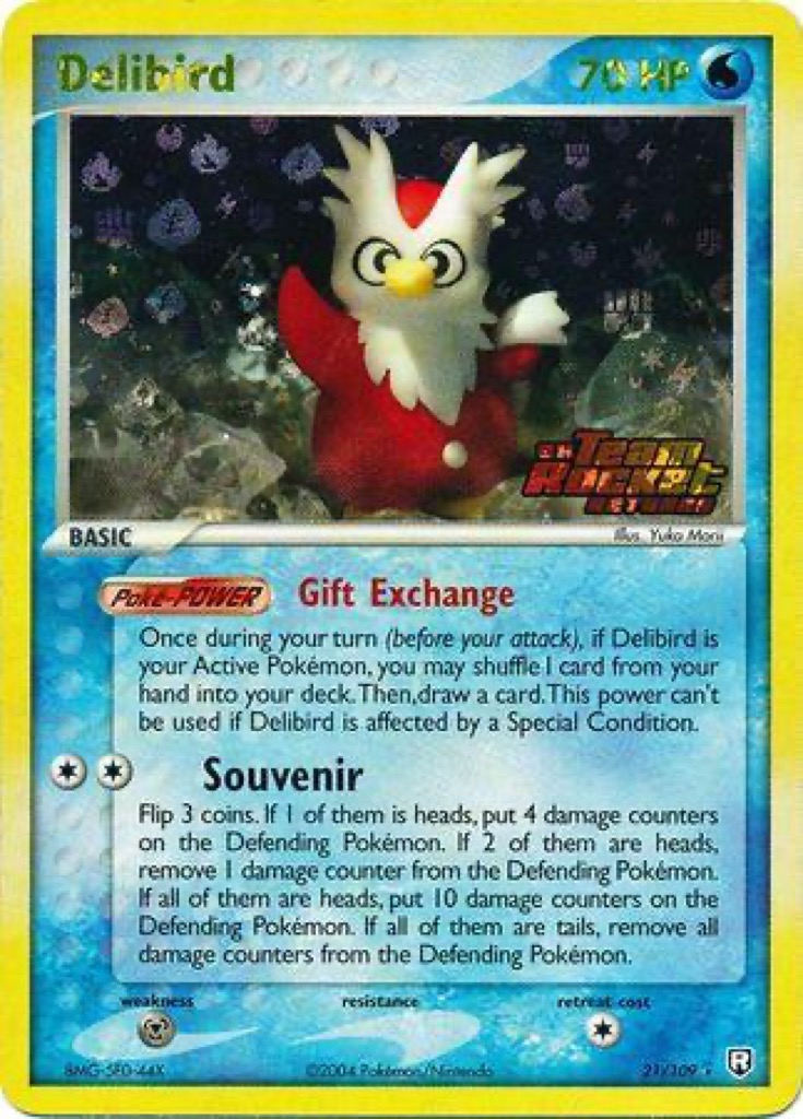 Reverse Holo Delibird 21/109, Team Rocket Returns Pokémon card