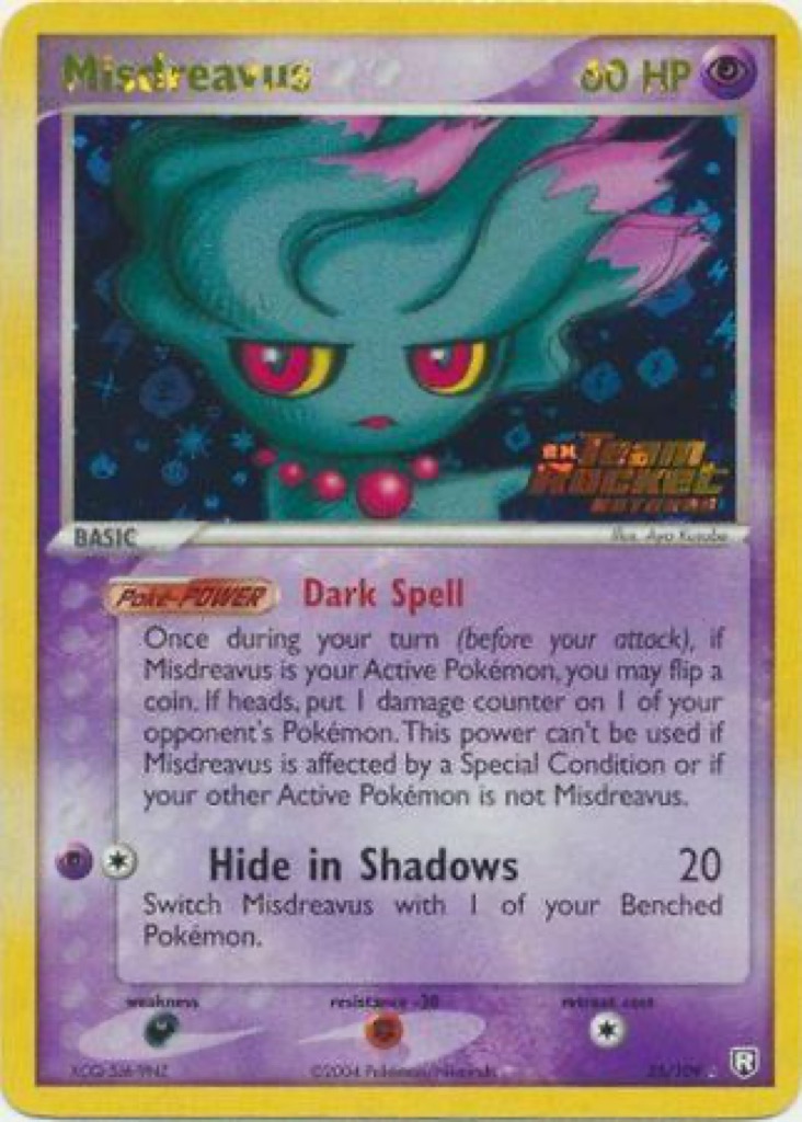 Reverse Holo Misdreavus 25/109, Team Rocket Returns Pokémon card