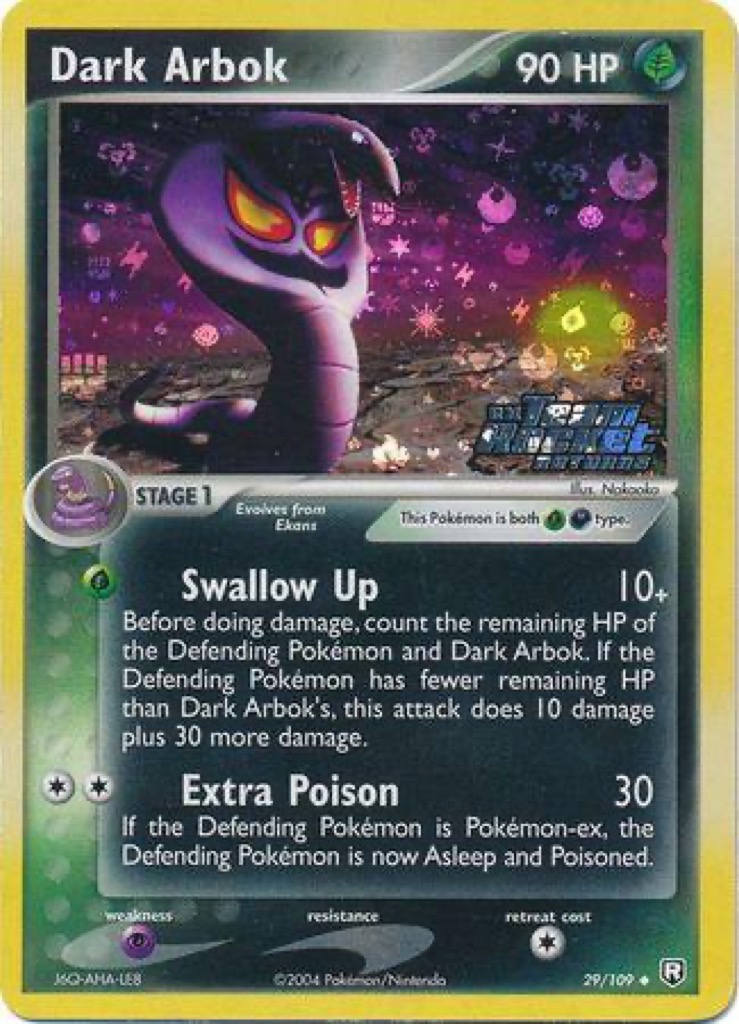 Reverse Holo Dark Arbok 29/109, Team Rocket Returns Pokémon card