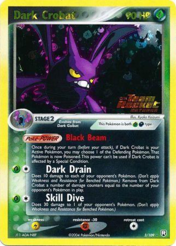 Reverse Holo Dark Crobat 3/109, Team Rocket Returns Pokémon card