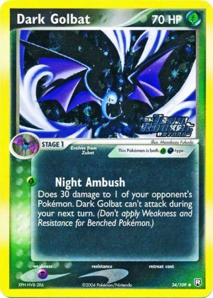 Reverse Holo Dark Golbat 34/109, Team Rocket Returns Pokémon card