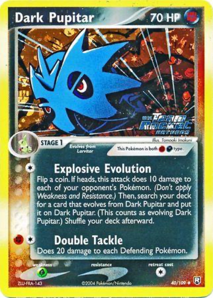 Reverse Holo Dark Pupitar 40/109, Team Rocket Returns Pokémon card