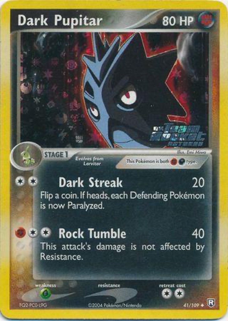 Reverse Holo Dark Pupitar 41/109, Team Rocket Returns Pokémon card