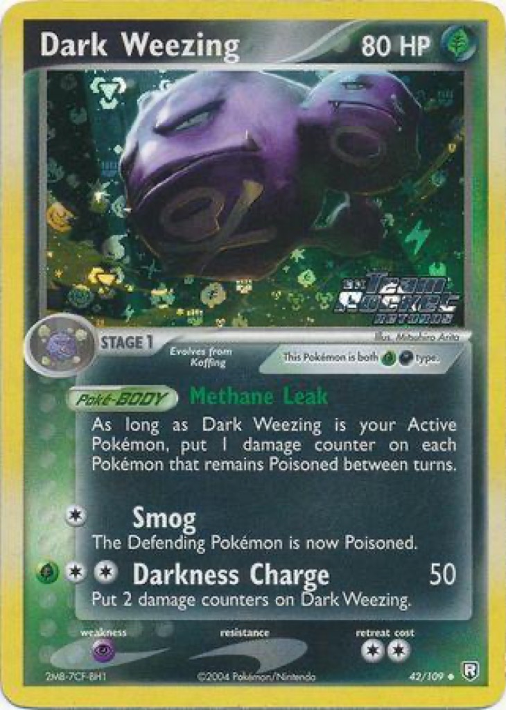 Reverse Holo Dark Weezing 42/109, Team Rocket Returns Pokémon card