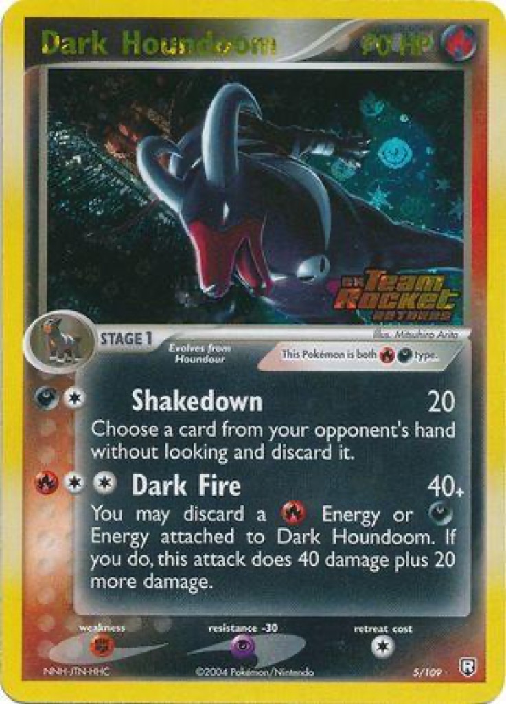 Reverse Holo Dark Houndoom 5/109, Team Rocket Returns Pokémon card