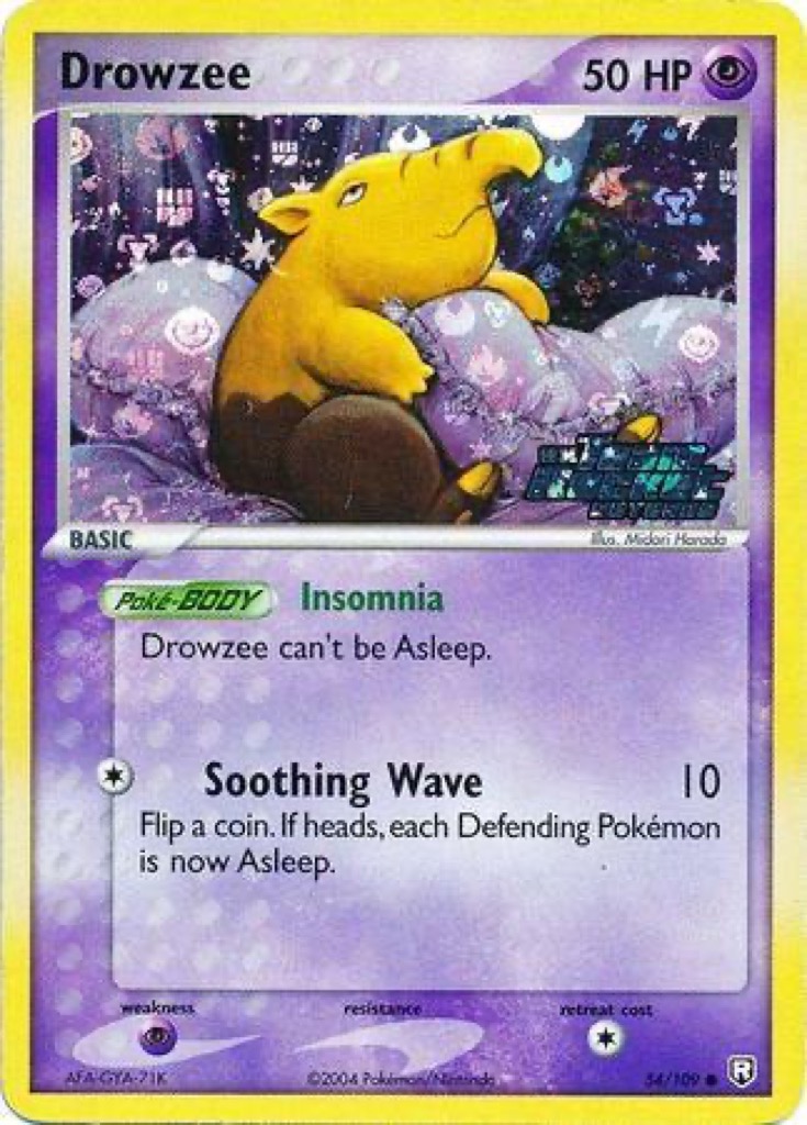 Reverse Holo Drowzee 54/109, Team Rocket Returns Pokémon card