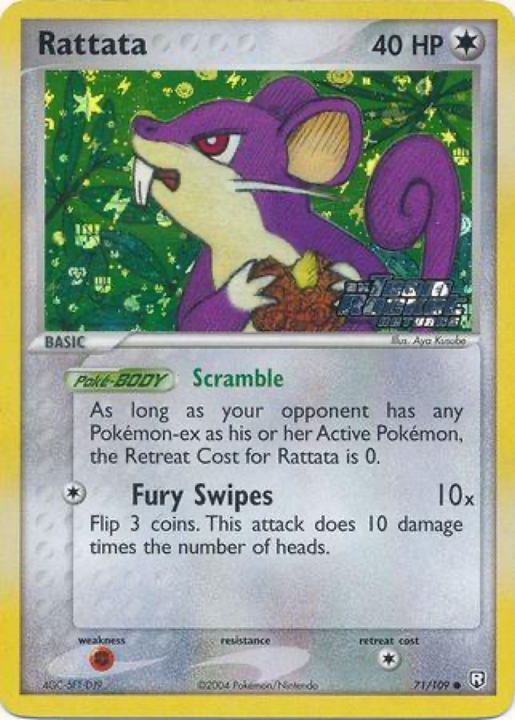 Reverse Holo Rattata 71/109, Team Rocket Returns Pokémon card