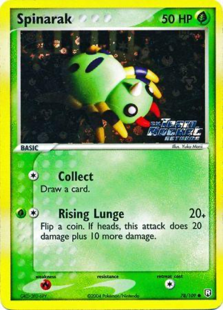 Reverse Holo Spinarak 78/109, Team Rocket Returns Pokémon card