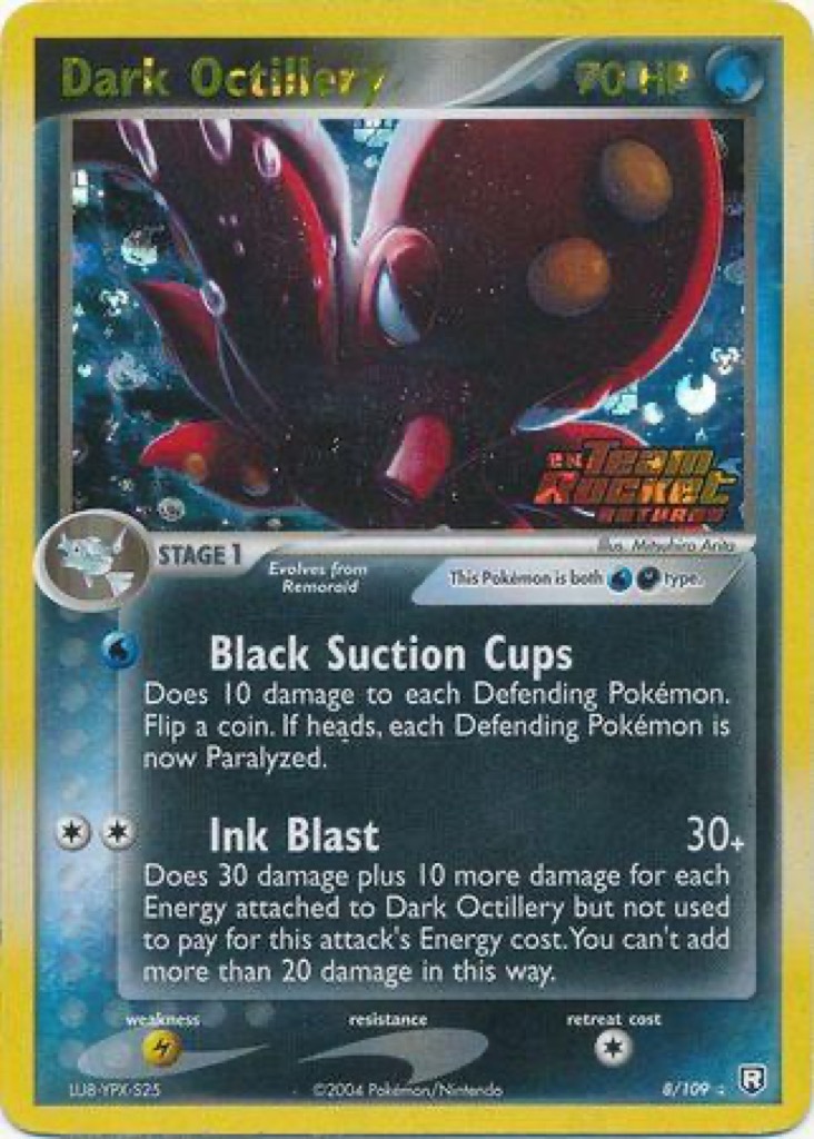 Reverse Holo Dark Octillery 8/109, Team Rocket Returns Pokémon card