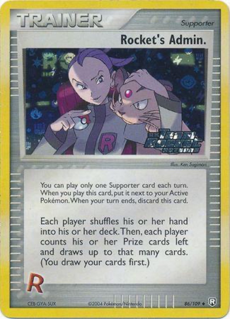 Reverse Holo Rocket's Admin. 86/109, Team Rocket Returns Pokémon card
