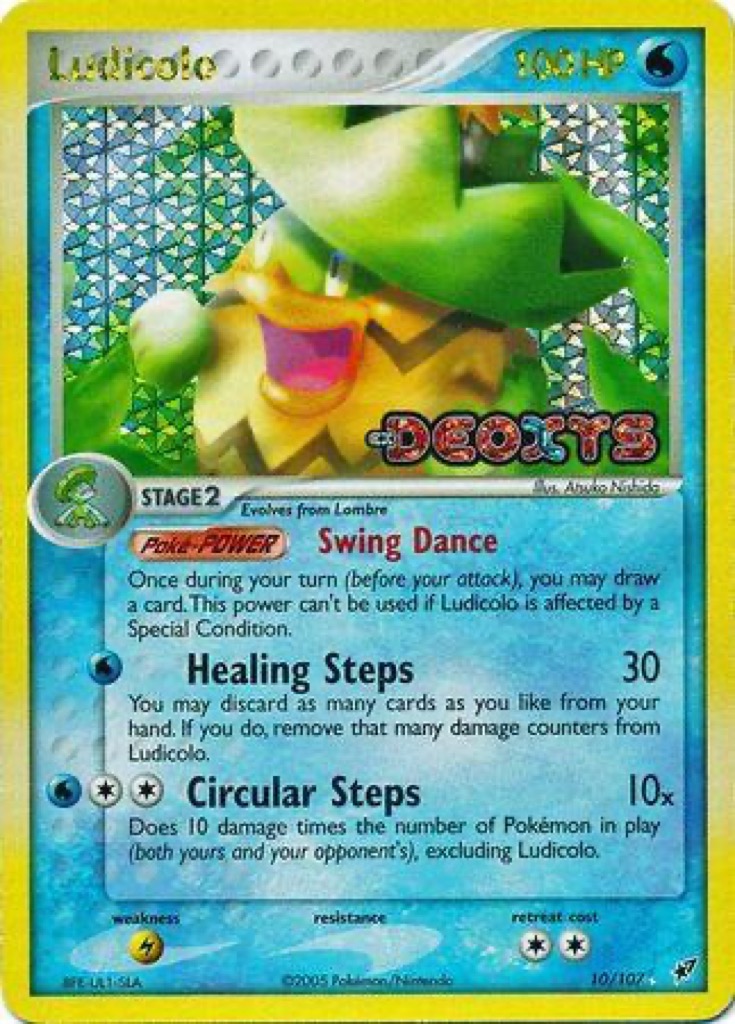 Reverse Holo Ludicolo 10/107, Deoxys Pokémon card