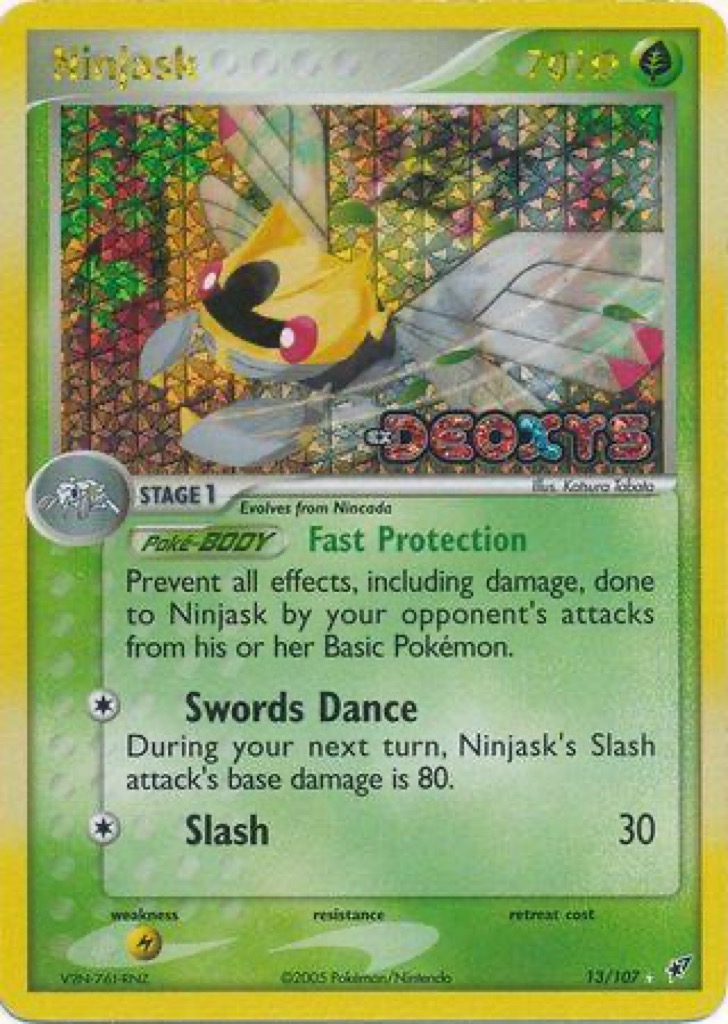 Reverse Holo Ninjask 13/107, Deoxys Pokémon card
