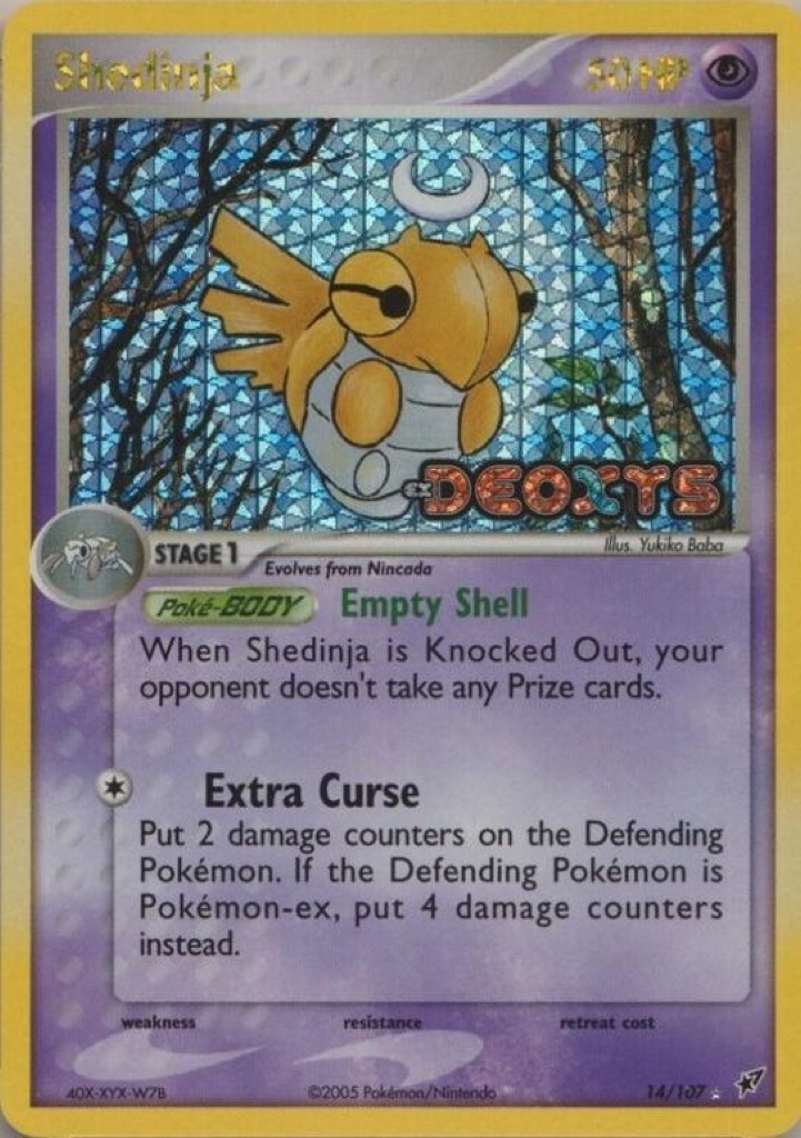 Reverse Holo Shedinja 14/107, Deoxys Pokémon card