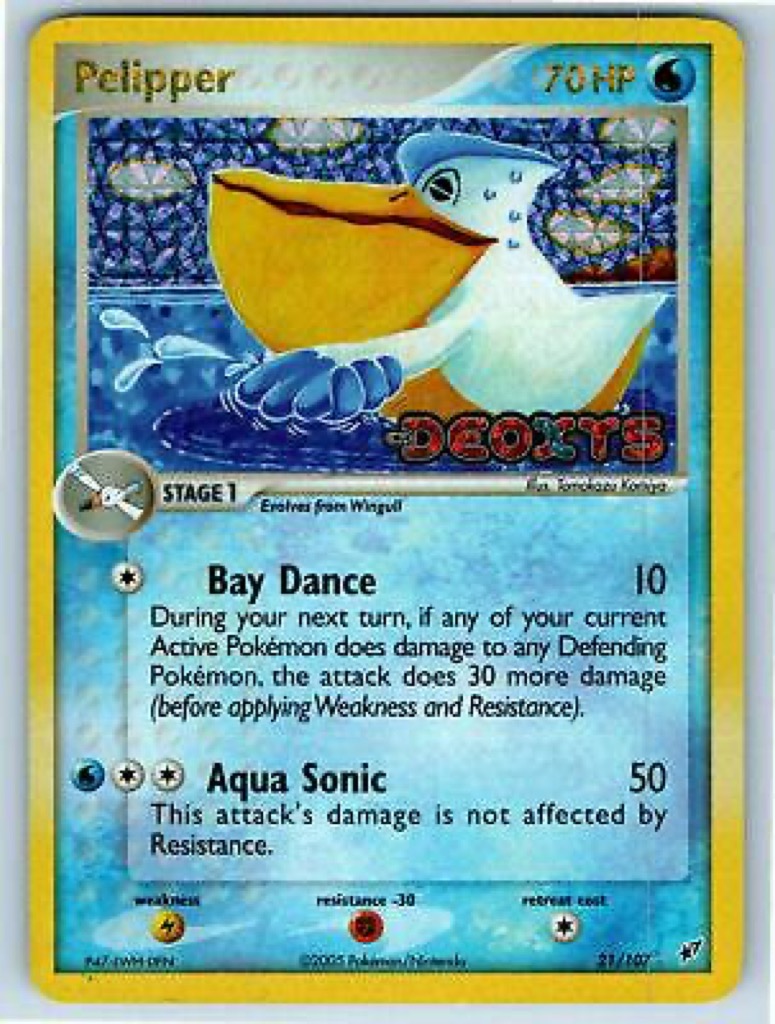 Reverse Holo Pelipper 21/107, Deoxys Pokémon card