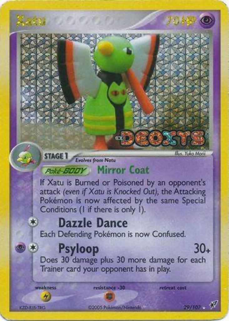 Reverse Holo Xatu 29/107, Deoxys Pokémon card