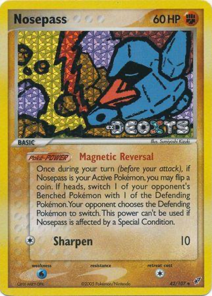 Reverse Holo Nosepass 42/107, Deoxys Pokémon card